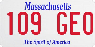 MA license plate 109GE0