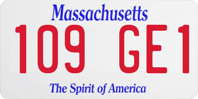 MA license plate 109GE1