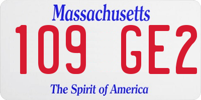 MA license plate 109GE2