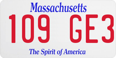 MA license plate 109GE3