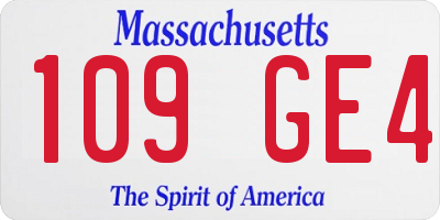 MA license plate 109GE4