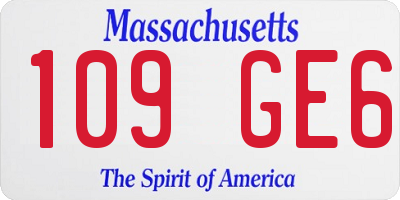 MA license plate 109GE6