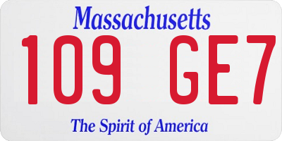MA license plate 109GE7