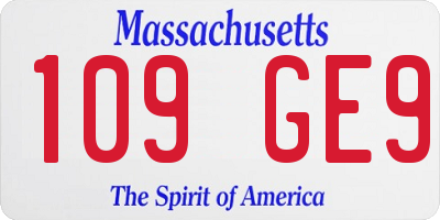 MA license plate 109GE9