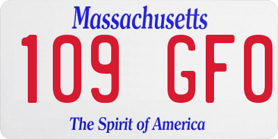 MA license plate 109GF0