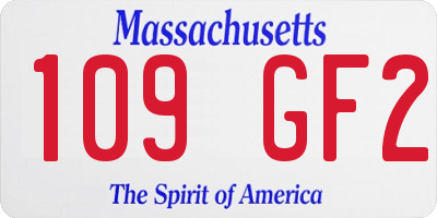 MA license plate 109GF2