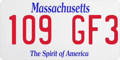 MA license plate 109GF3