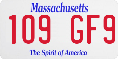 MA license plate 109GF9