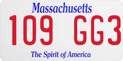 MA license plate 109GG3