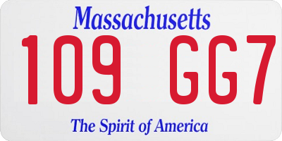 MA license plate 109GG7