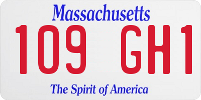 MA license plate 109GH1