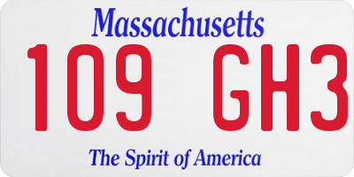 MA license plate 109GH3