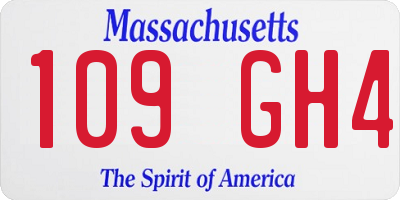 MA license plate 109GH4