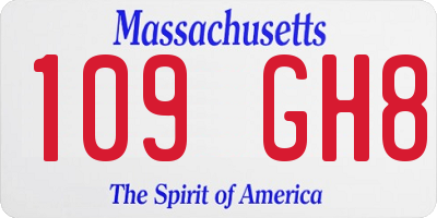 MA license plate 109GH8