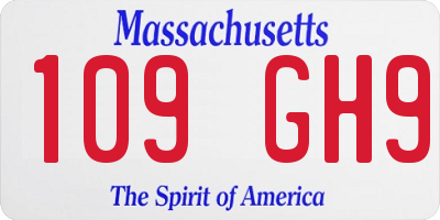 MA license plate 109GH9