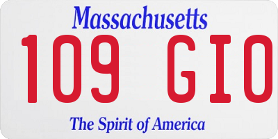 MA license plate 109GI0