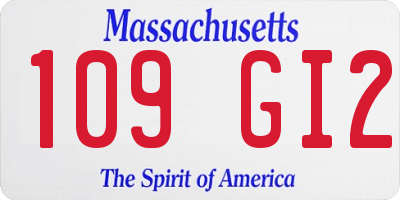 MA license plate 109GI2