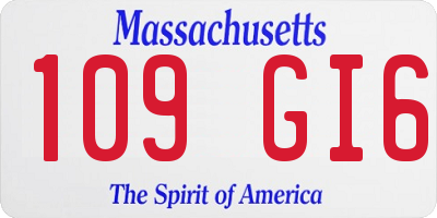MA license plate 109GI6
