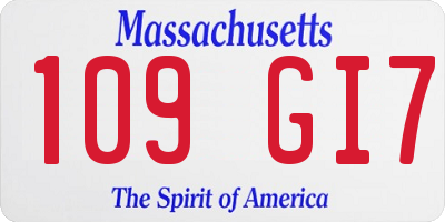 MA license plate 109GI7