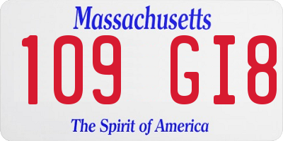 MA license plate 109GI8
