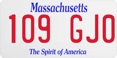 MA license plate 109GJ0