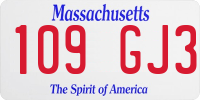 MA license plate 109GJ3