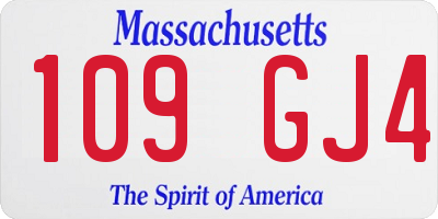 MA license plate 109GJ4