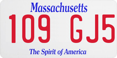 MA license plate 109GJ5
