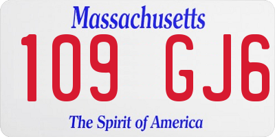 MA license plate 109GJ6
