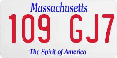 MA license plate 109GJ7