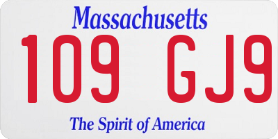 MA license plate 109GJ9