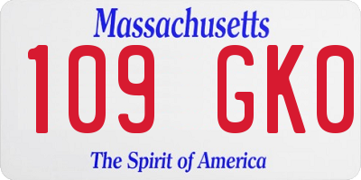 MA license plate 109GK0