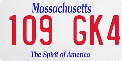 MA license plate 109GK4