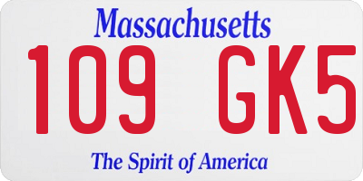 MA license plate 109GK5