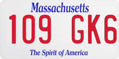 MA license plate 109GK6