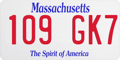 MA license plate 109GK7