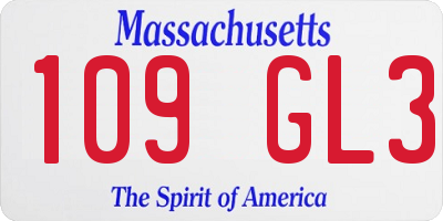 MA license plate 109GL3