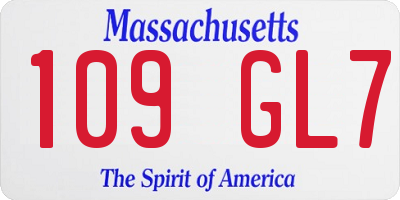 MA license plate 109GL7