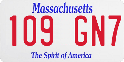 MA license plate 109GN7