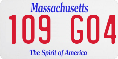 MA license plate 109GO4