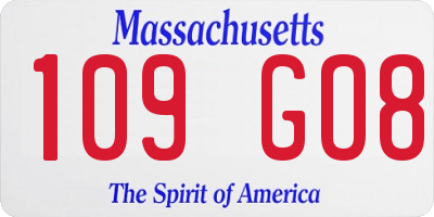MA license plate 109GO8