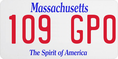 MA license plate 109GP0