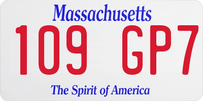 MA license plate 109GP7