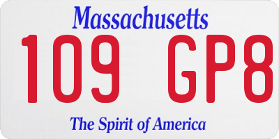 MA license plate 109GP8