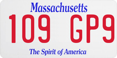 MA license plate 109GP9