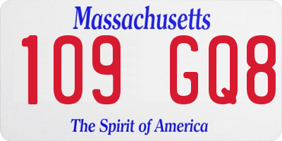 MA license plate 109GQ8