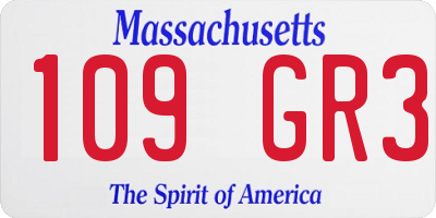 MA license plate 109GR3