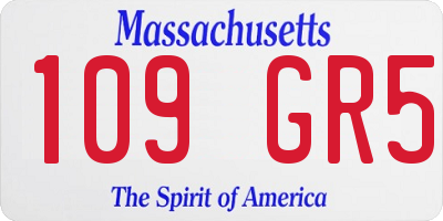 MA license plate 109GR5