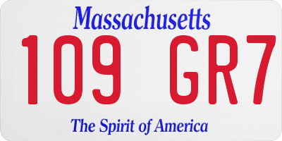 MA license plate 109GR7