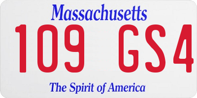 MA license plate 109GS4